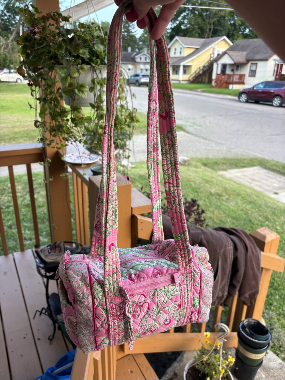 Pink green Paisley Quilted Shoulder Bag